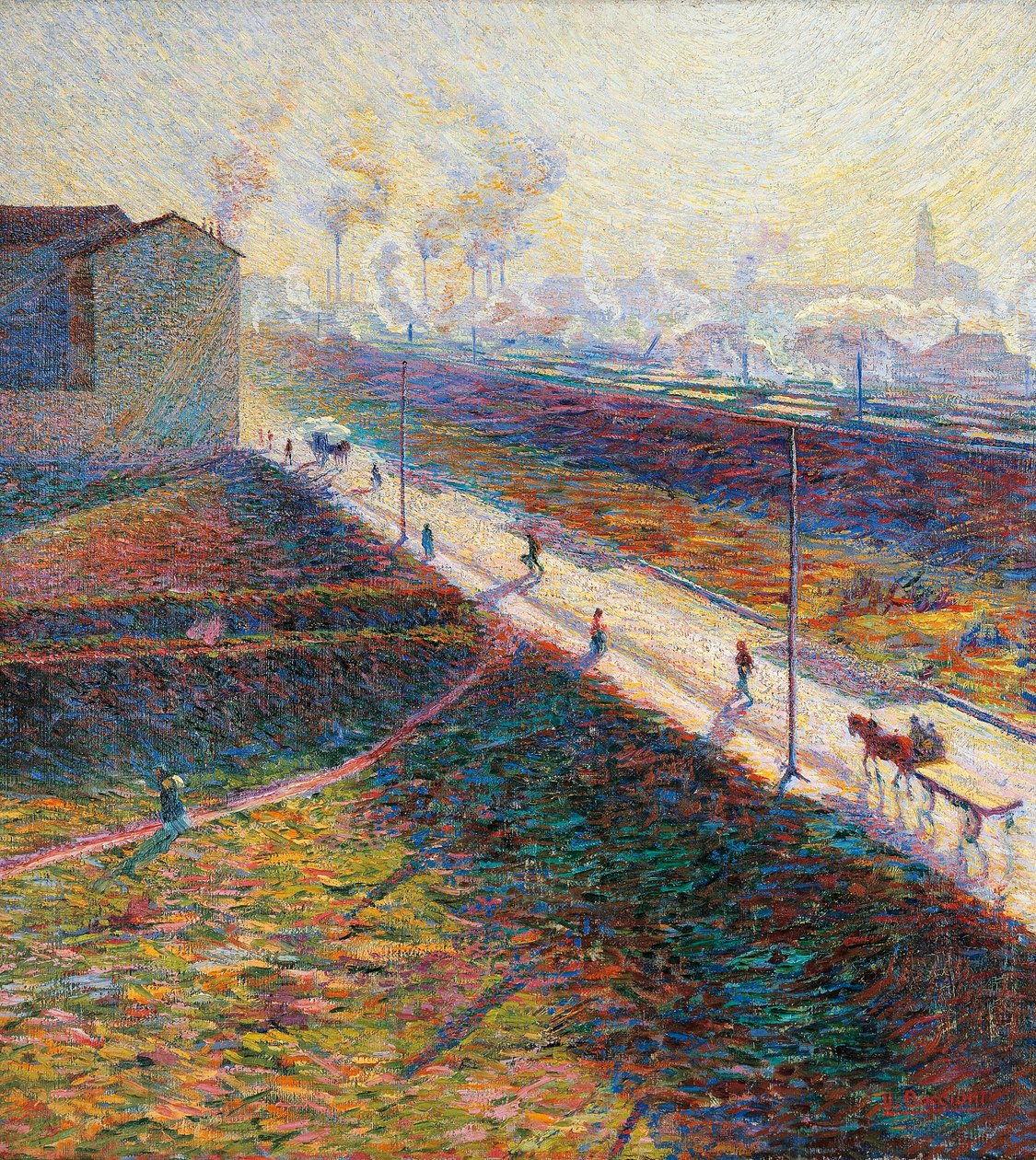 ウンベルト・ボッチョーニ（1882-1916）の「朝」、油彩、キャンバス、60x55cm 作： ウンベルトボッチョーニ