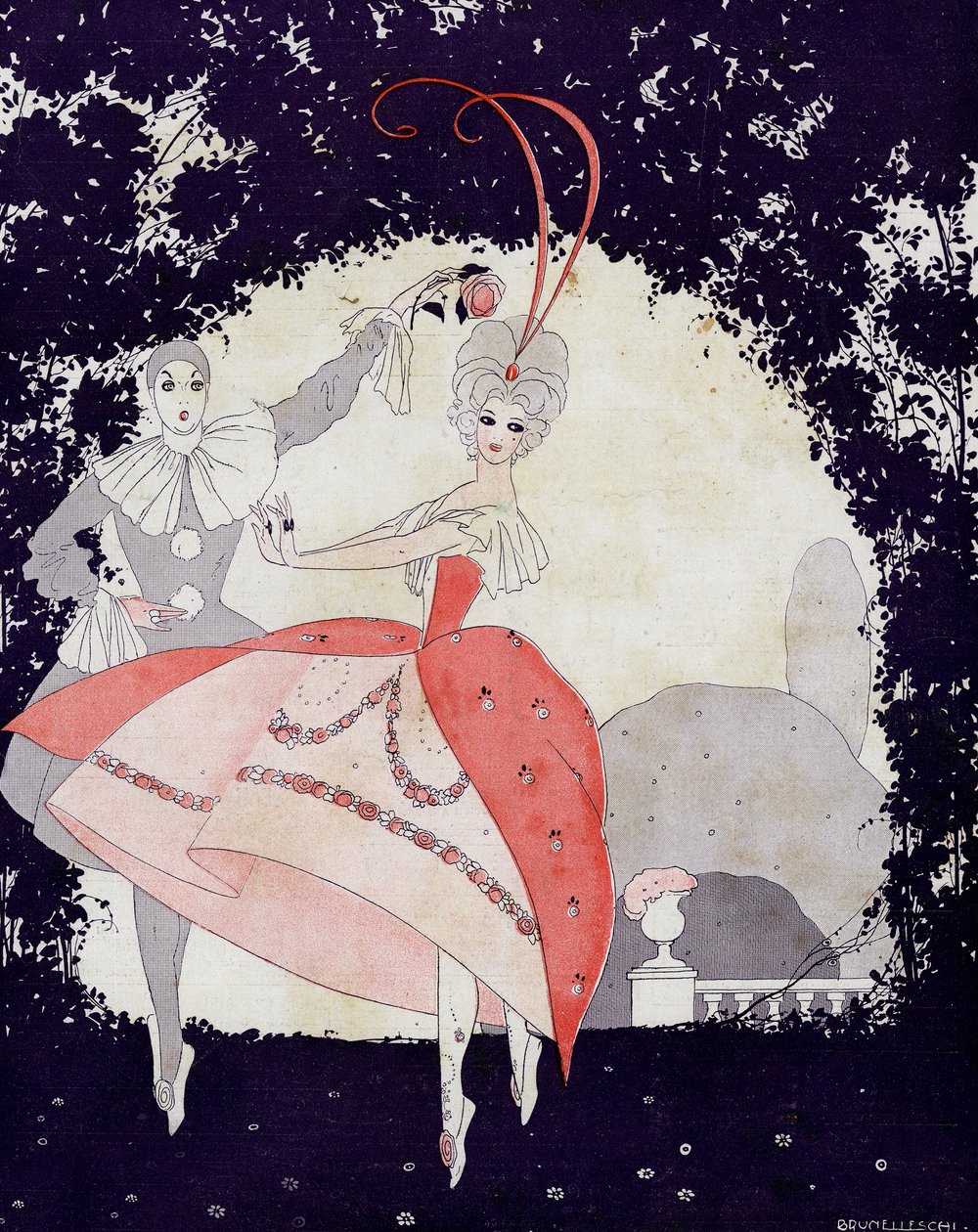 アルミードの庭で、バラの女王のバレエ - la Vie Parisienne のイラスト 作： ウンベルト・ブルネレスキ