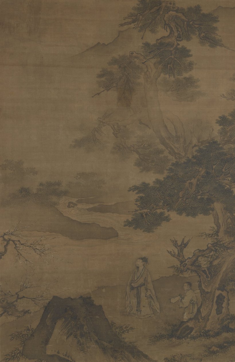 梅の花を探しながらツィターを運ぶ 作： 不明不明