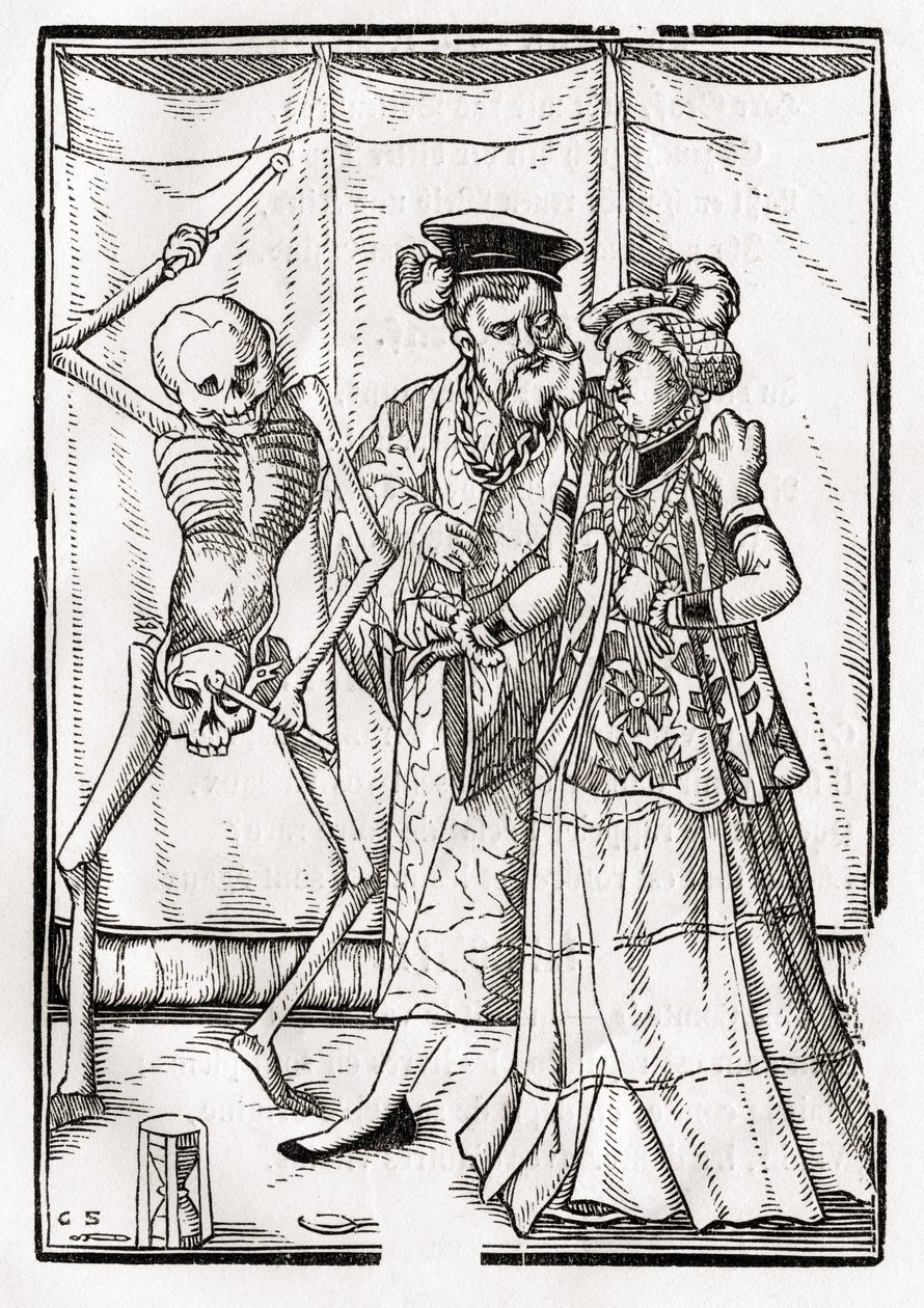 1843年にバーゼルで公開された「Der Todten Tanz」から、Georg Scharffenbergによって刻まれた公爵夫人の死 作： 不明不明