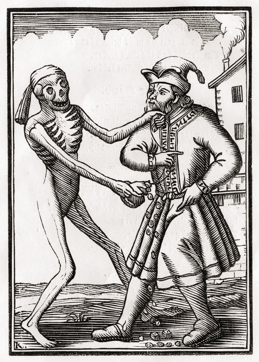 1843年にバーゼルで公開された「Der Todten Tanz」からユダヤ人に死が訪れる 作： 不明不明