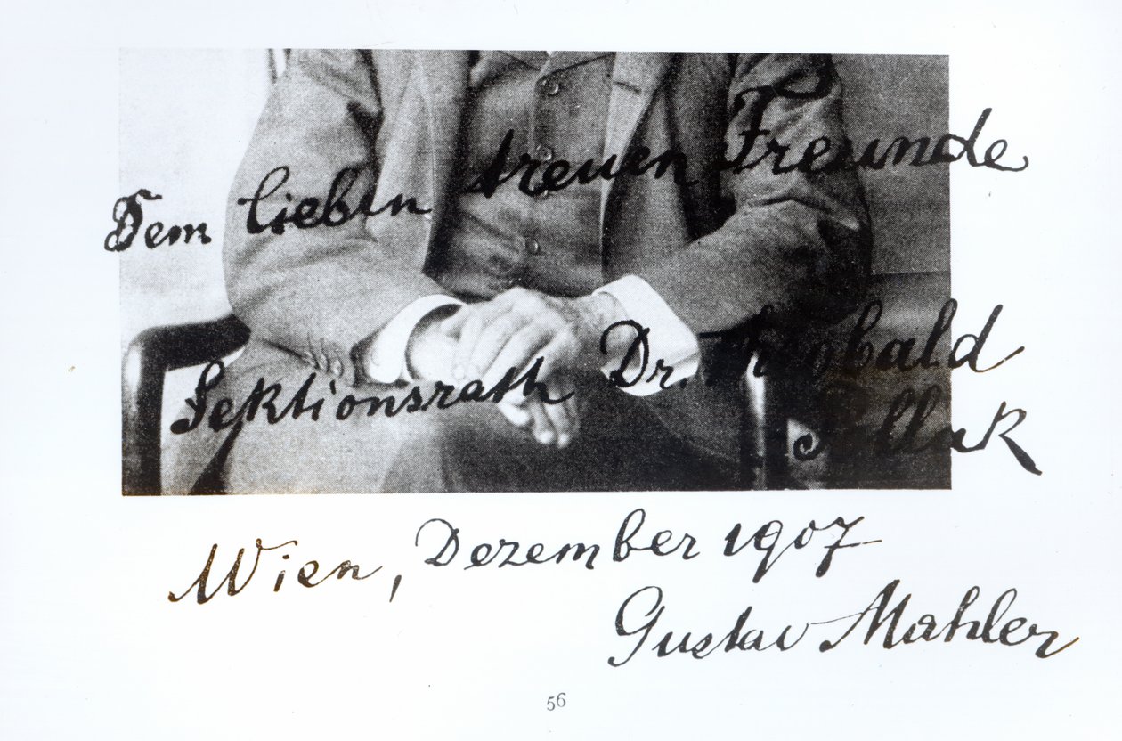 グスタフ・マーラー（1860-1911）、1907年12月の手紙からの抜粋（紙にペンとインク）（白黒写真） 作： 不明不明