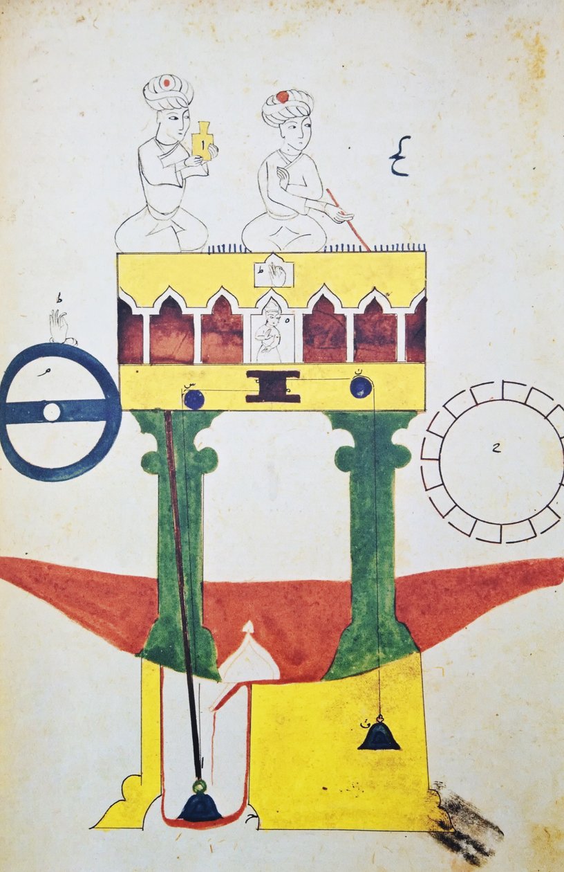 al-Jazariによる「Book of Knowledge and Ingenious Mechanical Devices」のページのファクシミリ 作： 不明不明
