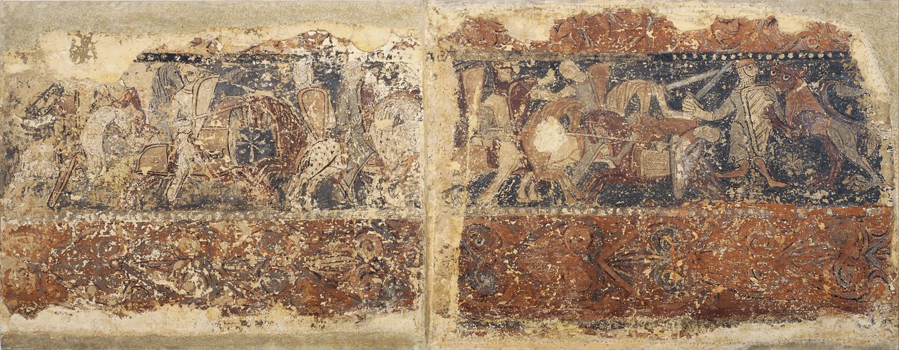 シゲナの不敬な絵画-戦闘中の騎士とライオンに攻撃された兵士 作： 不明不明