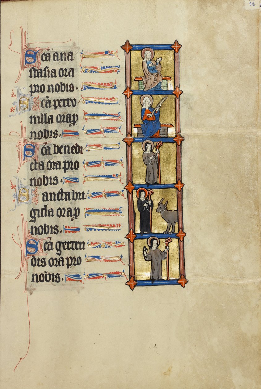 Saint Anastasia Enthroned、Saint Petronilla、Abbes Benedicta with Crosier、およびAbbess Bridgit wit ... 作： 不明不明