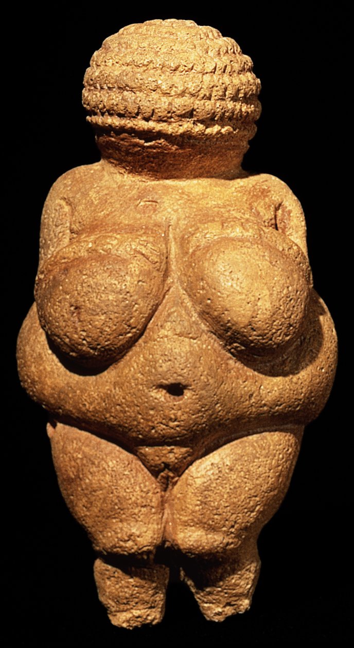 ウィレンドルフのヴィーナス、豊穣のシンボル、プレヒストリック彫刻、30000-25000 BC（正面図） 作： 不明不明