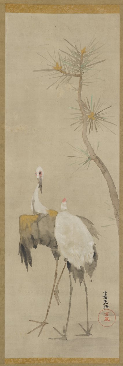 2つのクレーンと松の木 作： 不明不明