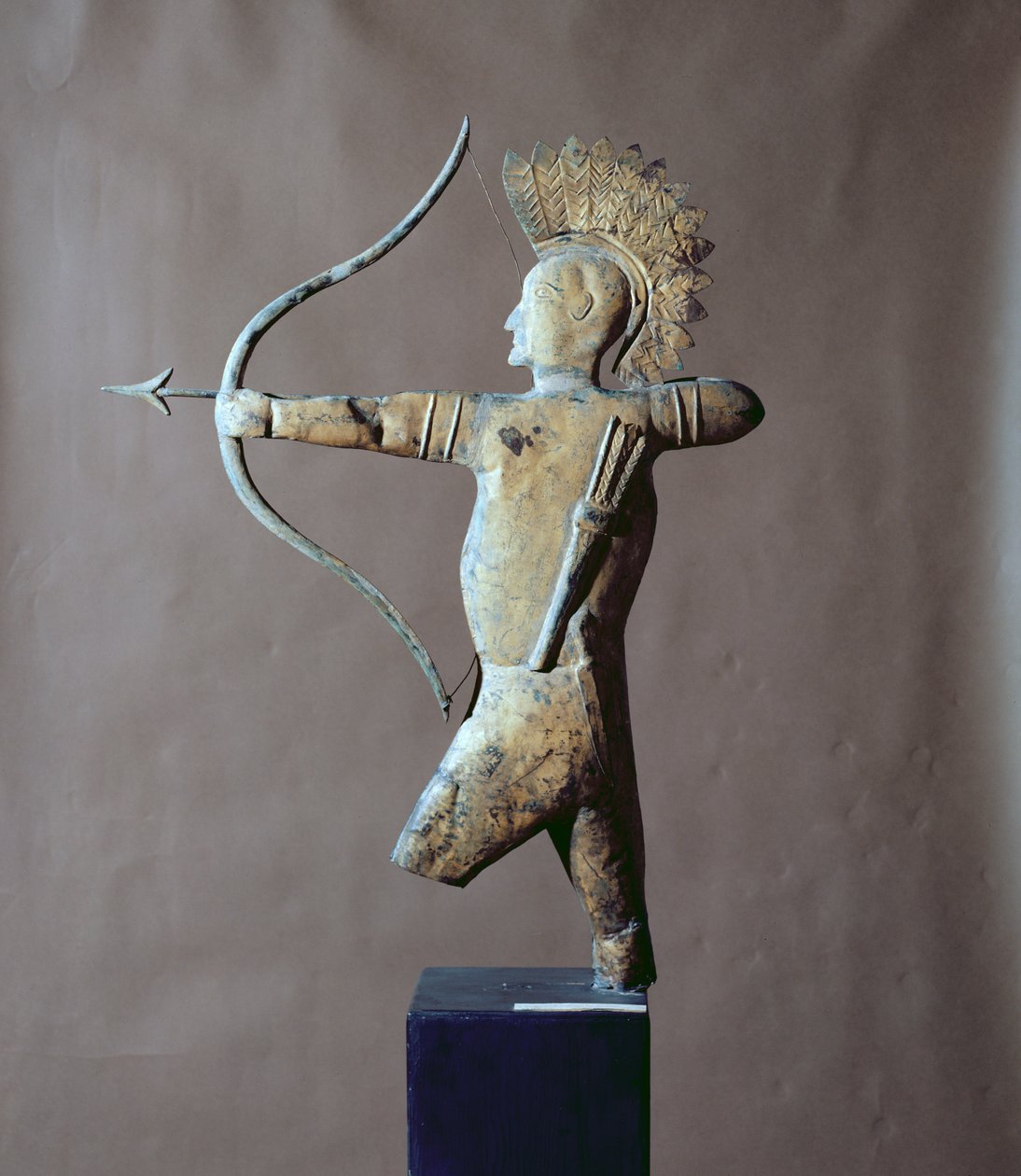 アメリカインディアンの形の天候ベーン、c.1820（金箔） 作： 不明不明