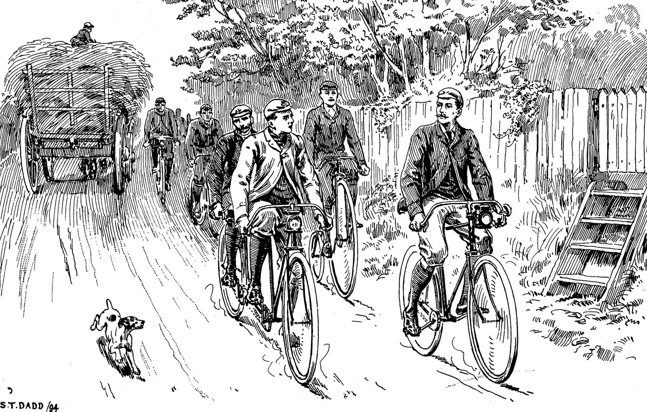 1895年にカントリーライドに出かけたイギリスの自転車クラブ 作： 不明
