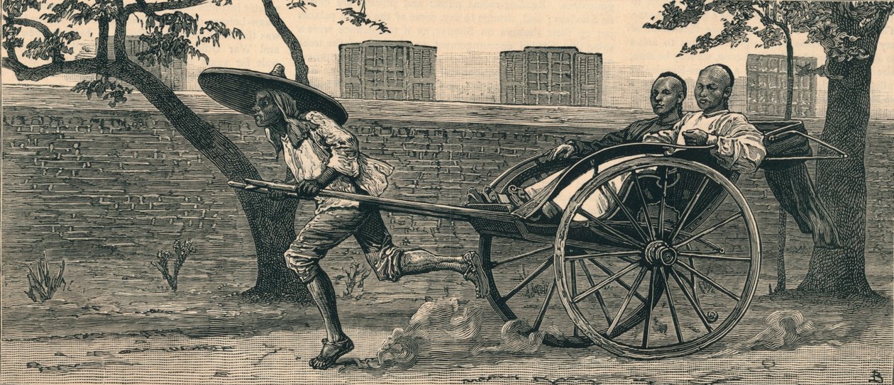 Jinriksha、または中国の手押し車、c1883。 作： 不明