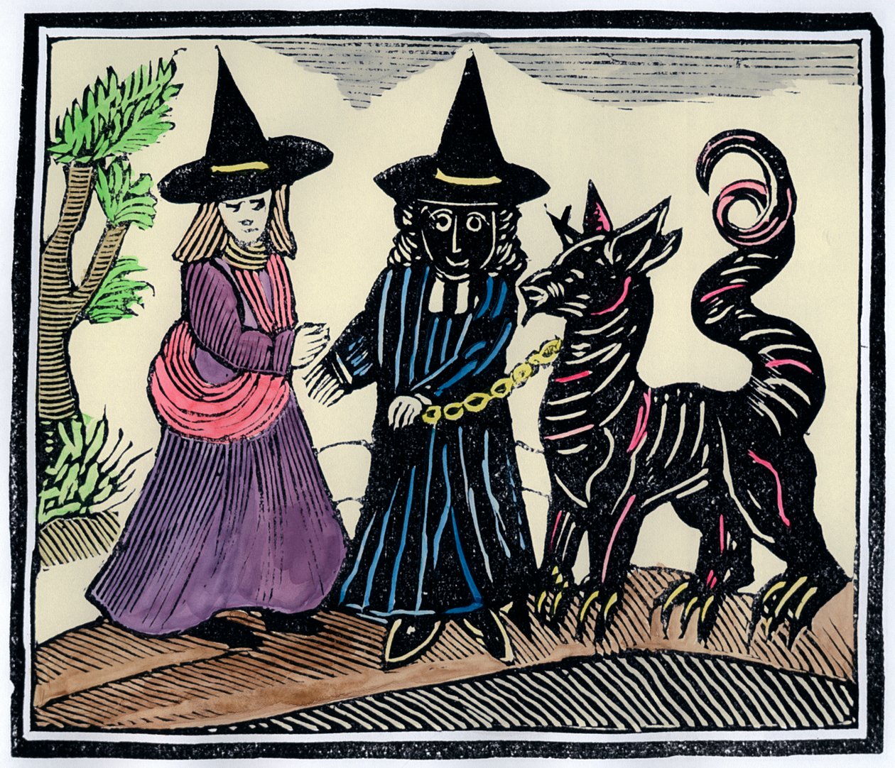 黒と白の魔女と悪魔の動物 作： 不明