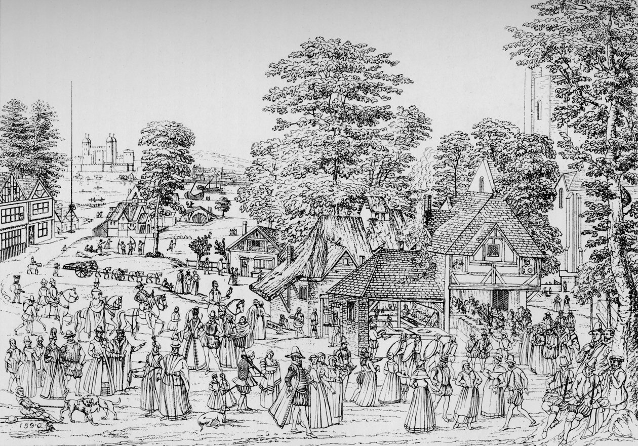 1590年、1904年、サザーク、ホースリーダウンでの祝祭 作： 不明