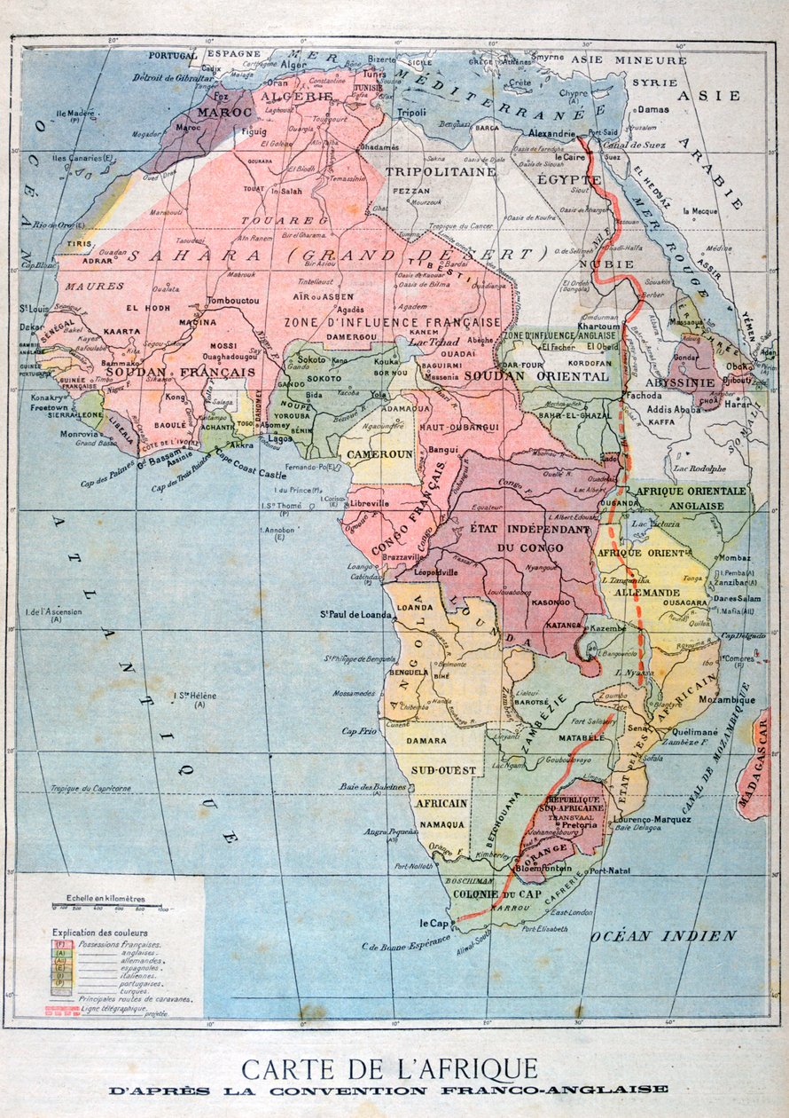 1899年の英仏条約後のアフリカの地図
