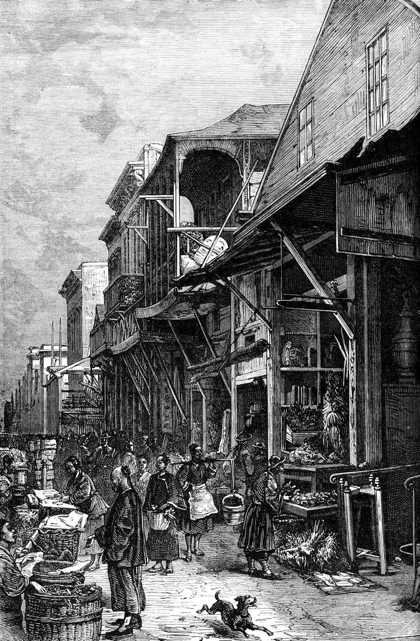 19世紀半ばの米国カリフォルニア州サンフランシスコの市場c1880 作： 不明