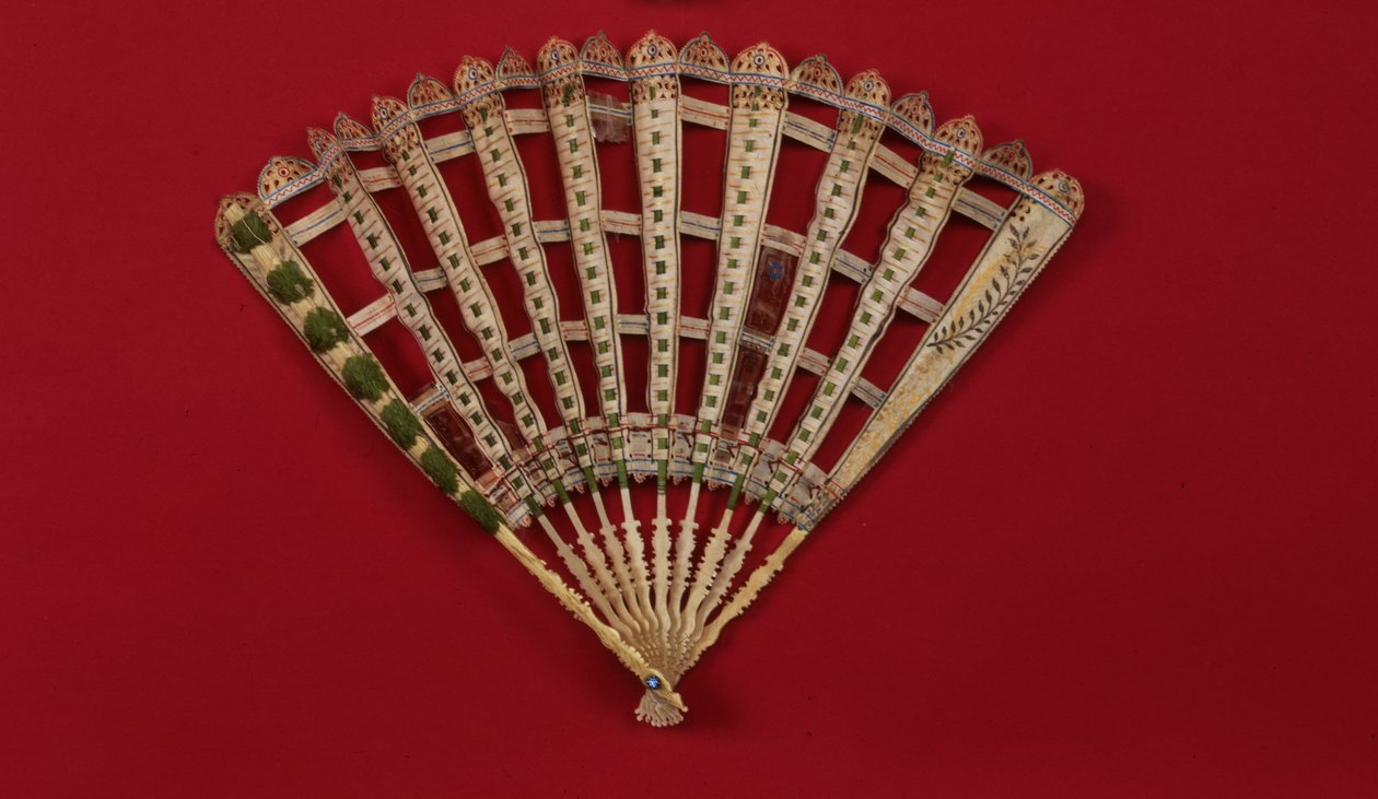 珍しいファン、フランス語または英語、c.1580（ベラムとマイカ） 作： 不明