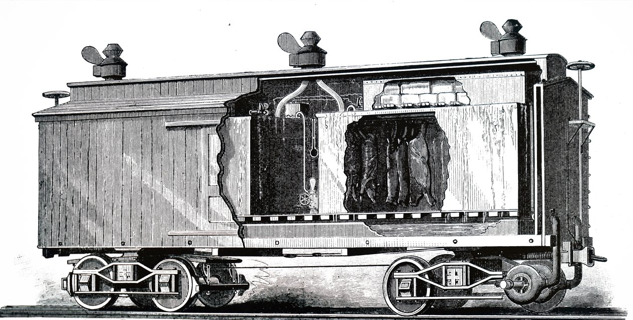 鉄道用の冷蔵車です。 作： 不明