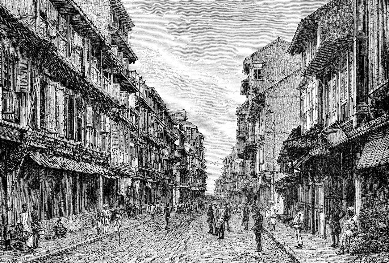 1895年、インドのボンベイの通り 作： 不明