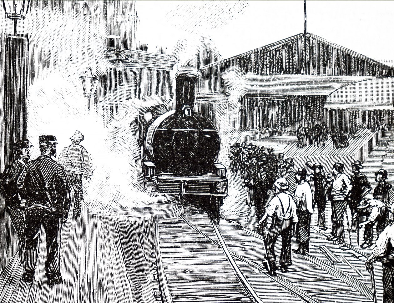 Plymouth駅を出発する列車。 作： 不明