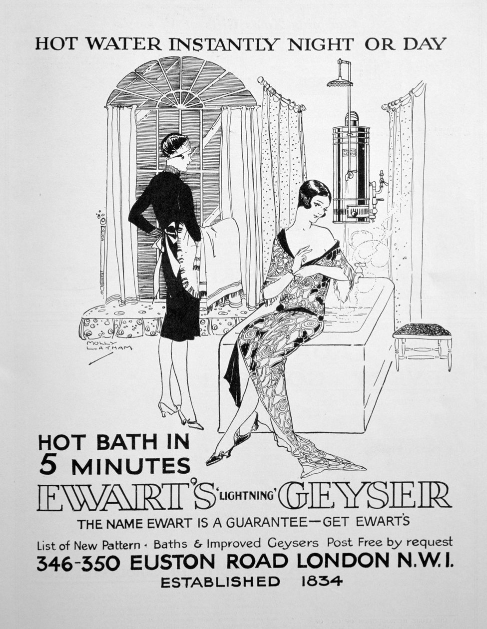 温水用エワーツ間欠泉の広告、1928 作： 不明