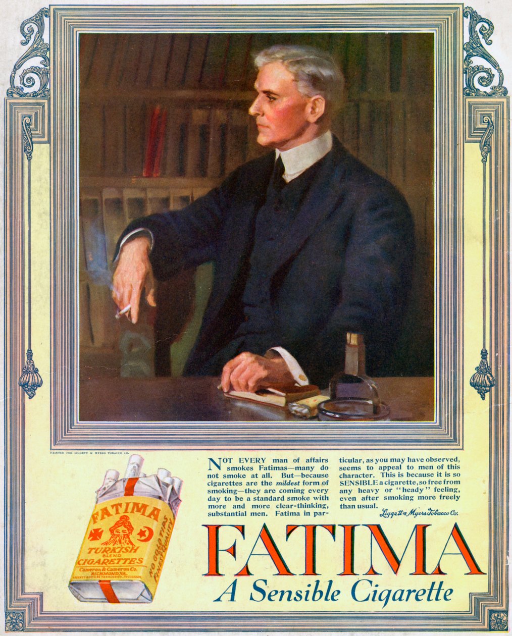 1916年のファティマタバコの広告 作： 不明