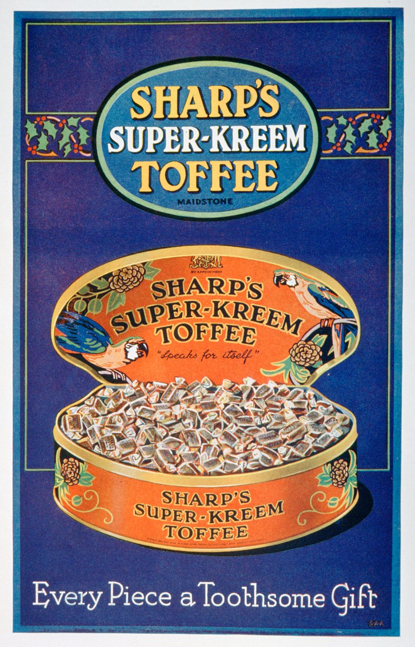 シャープススーパークリームタフィーの広告、1928 作： 不明