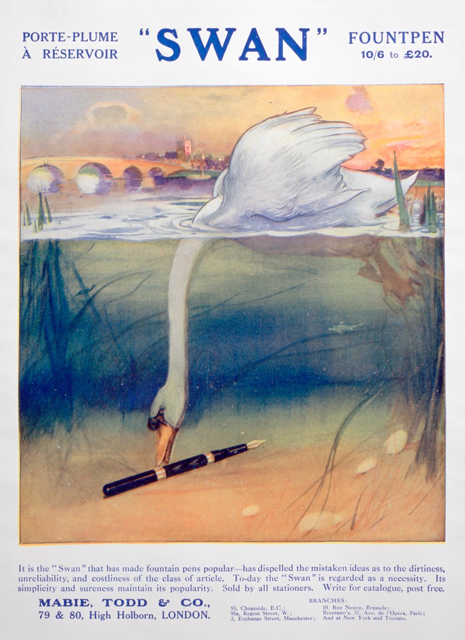 白鳥の万年筆、c1906の広告 作： 不明