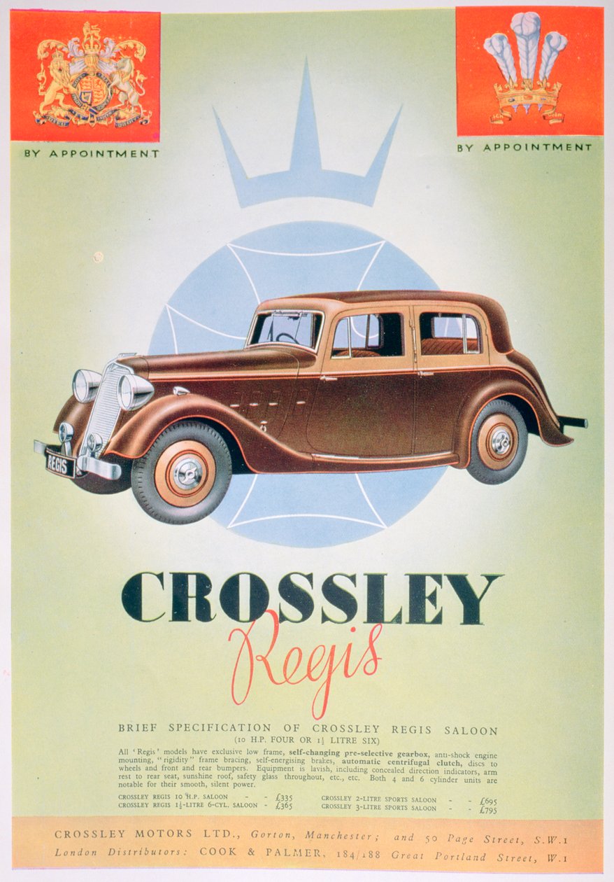クロスリーレジス車の広告、1935 作： 不明