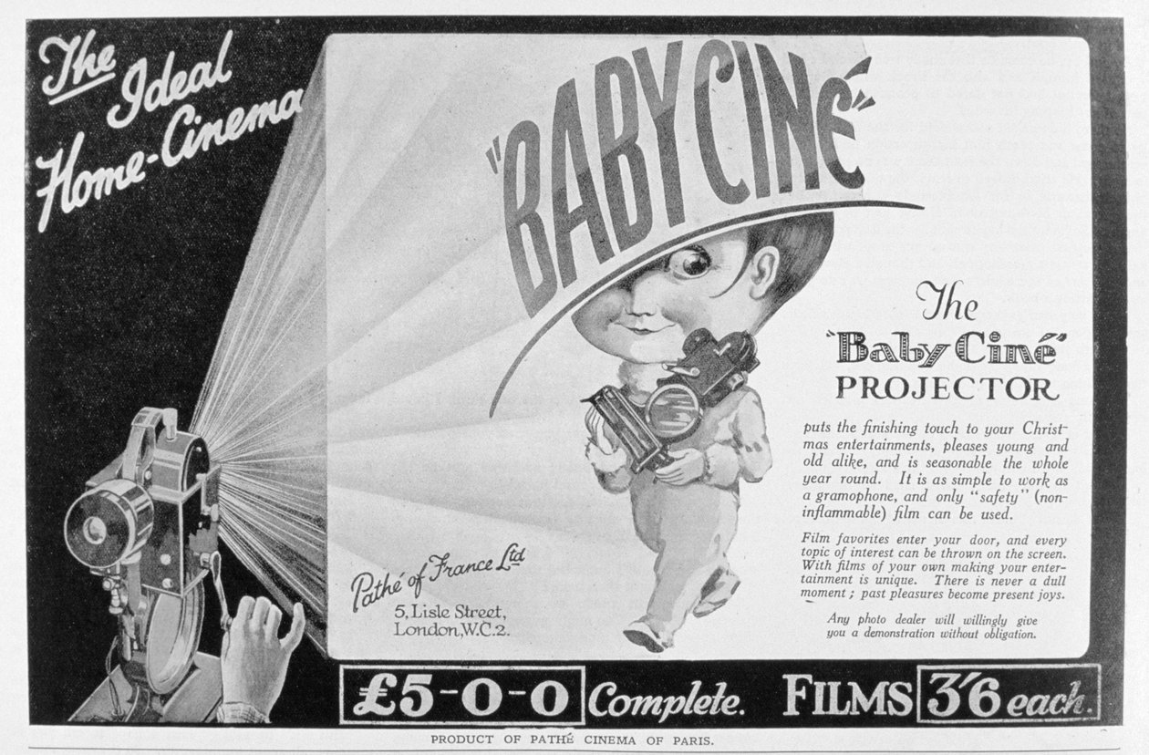 Pathe Babycineフィルムプロジェクターの広告、1926年 作： 不明