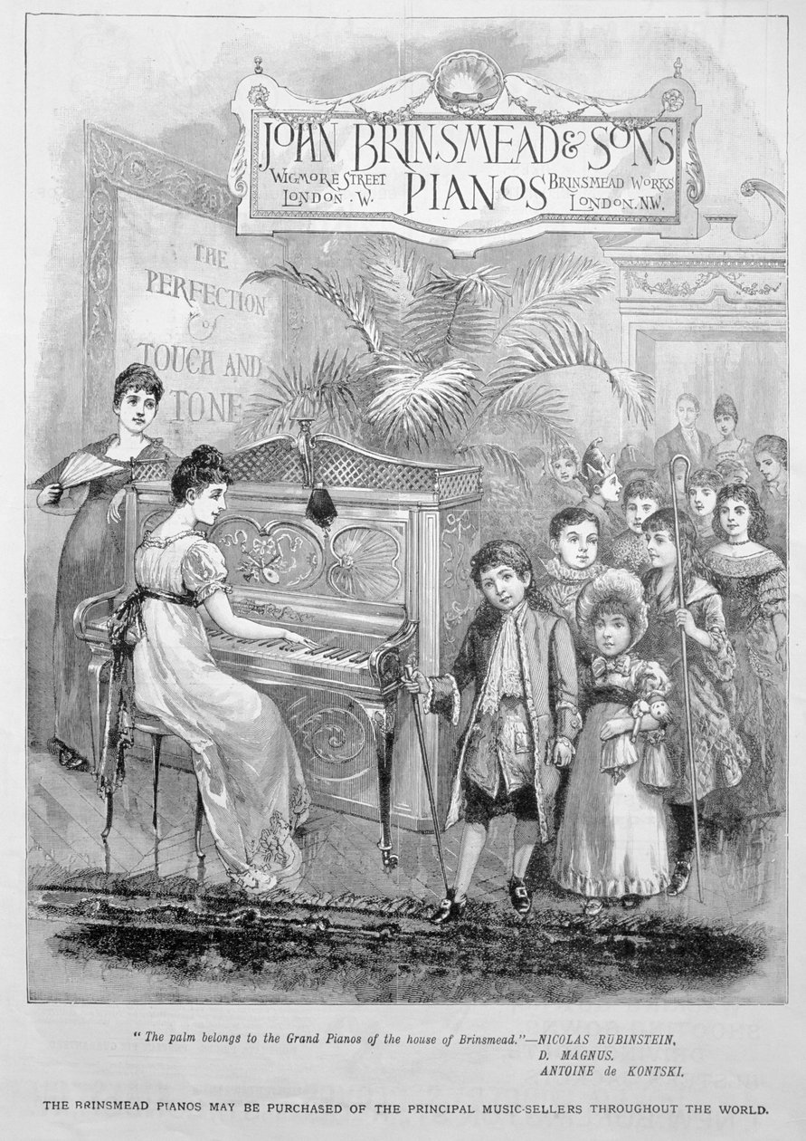 ブリンスミードピアノの広告、1899年 作： 不明