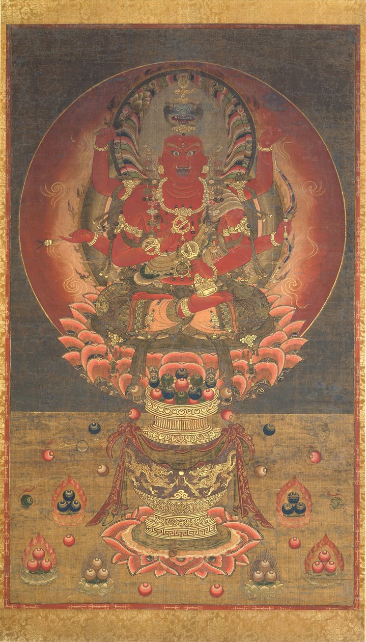 愛染明王、14世紀。 作： 不明