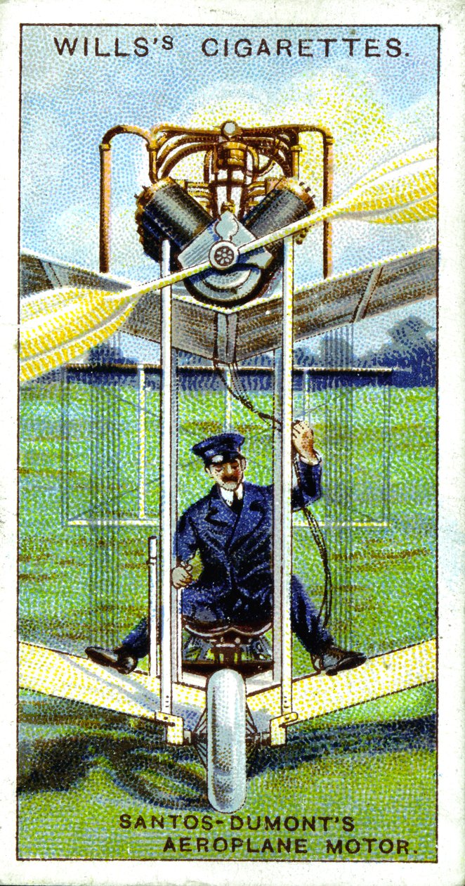 1906年、1915年にヨーロッパで最初に記録された飛行、ブラジルの航空飛行士、アルベルトサントスデュモン 作： 不明