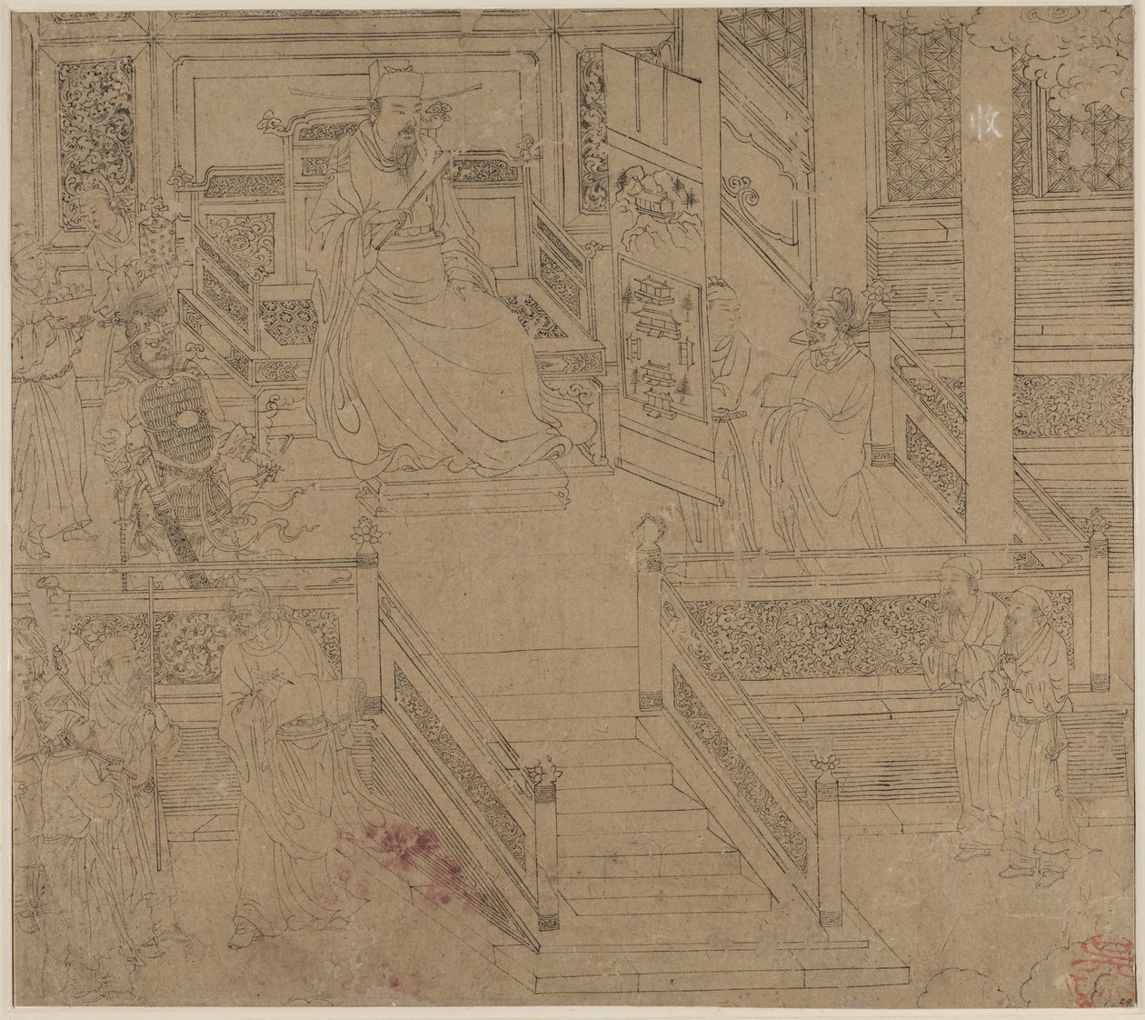 道教と仏教のテーマのアルバム: Kings of Hells: Leaf 29, 1200s. 作： 不明