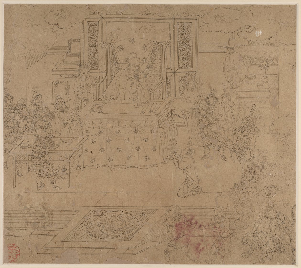 道教と仏教のテーマのアルバム: Kings of Hells: Leaf 30, 1200s. 作： 不明