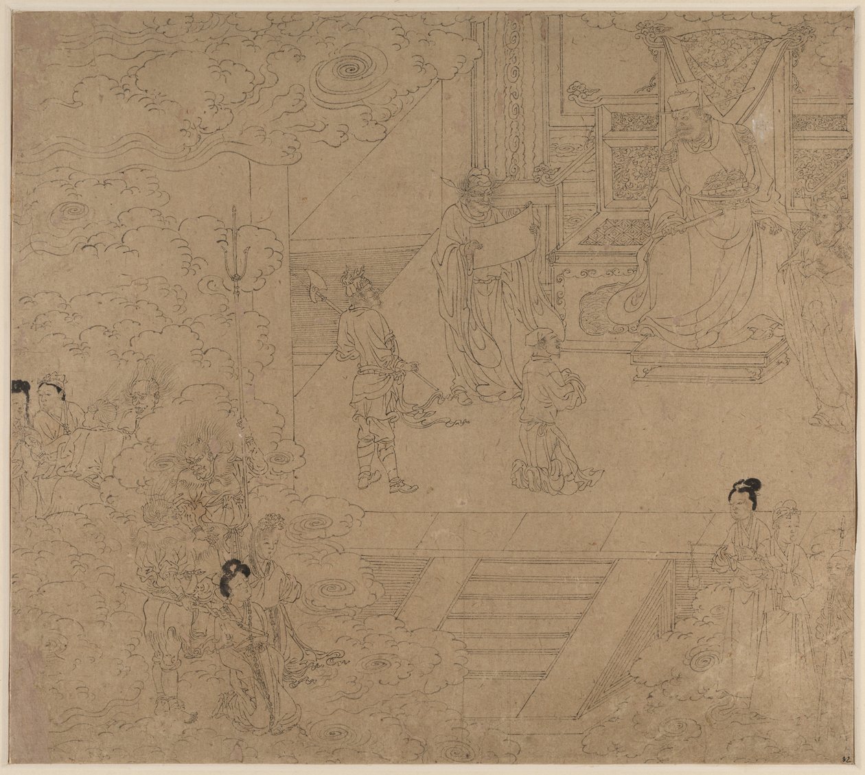 道教と仏教のテーマのアルバム: Kings of Hells: Leaf 32, 1200s. 作： 不明