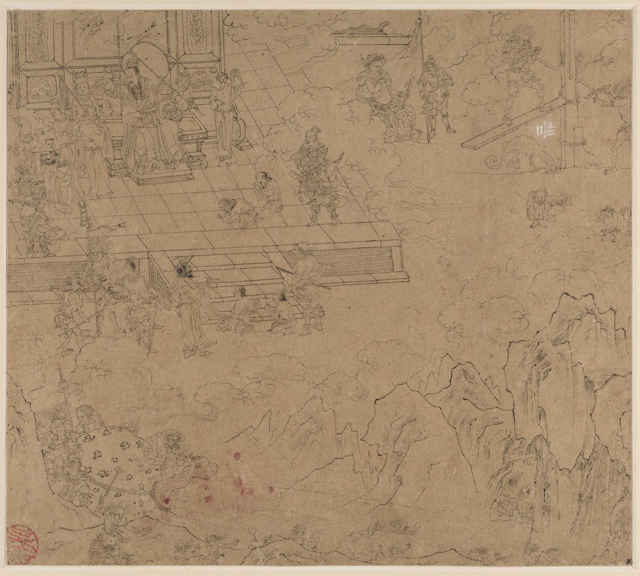 道教と仏教のテーマのアルバム: Kings of Hells: Leaf 39, 1200s. 作： 不明