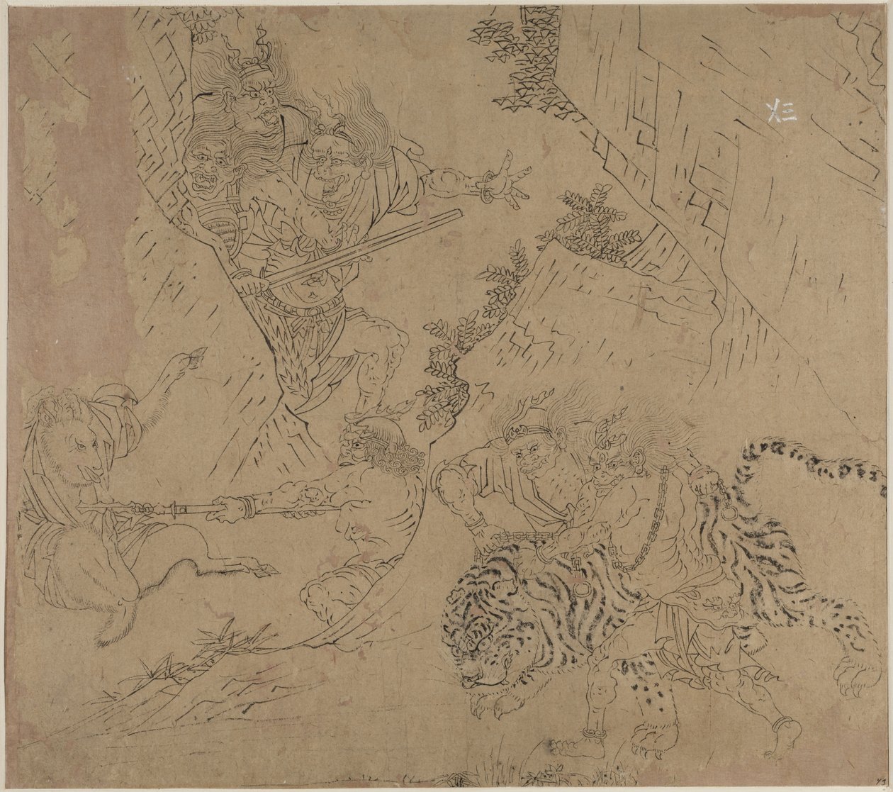 道教と仏教のテーマのアルバム: 山を検索: リーフ 43、1200 年代。 作： 不明