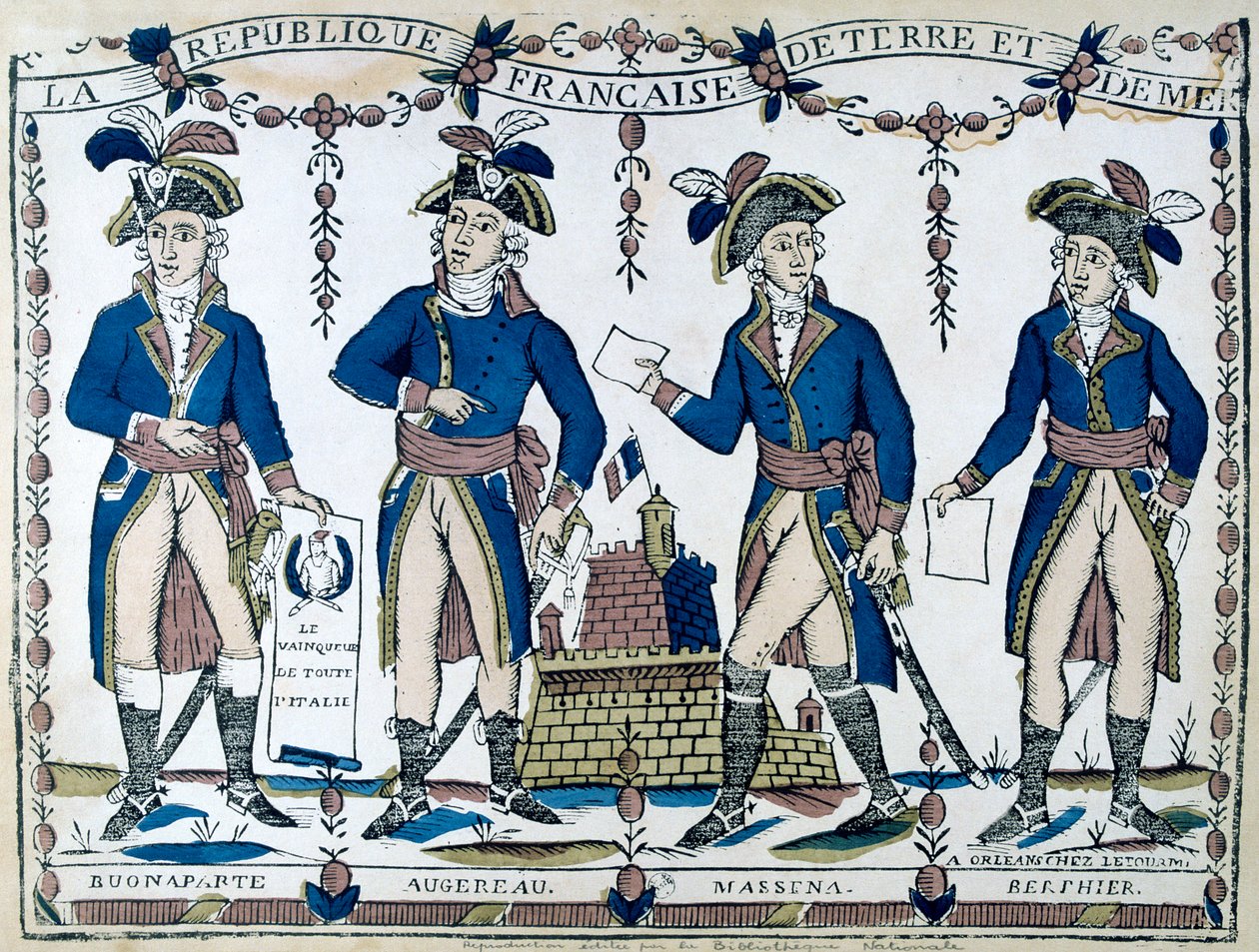 ボナパルト、オージェロー、マシーナ、ベルフィエ、フランスの寓話、1789年 作： 不明