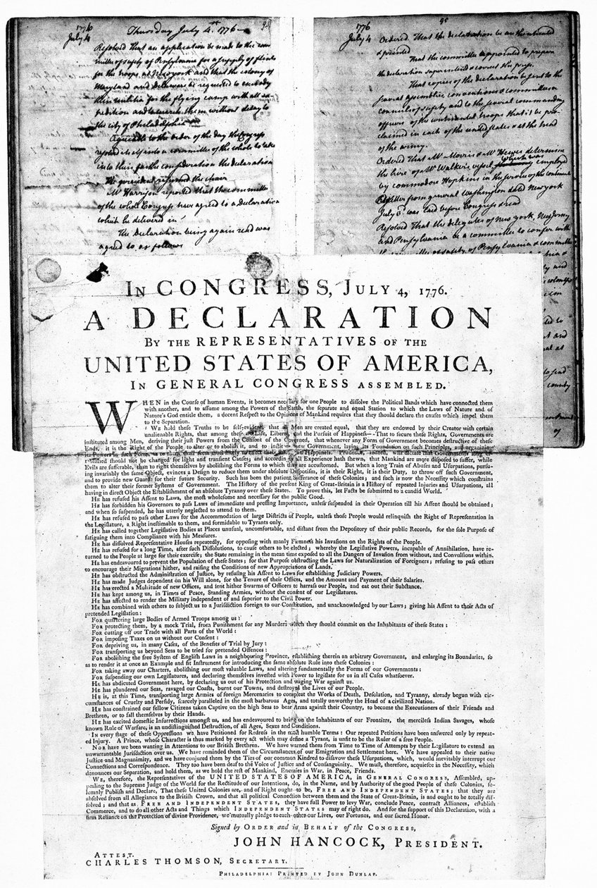 1776年7月4日のアメリカ独立宣言 作： 不明