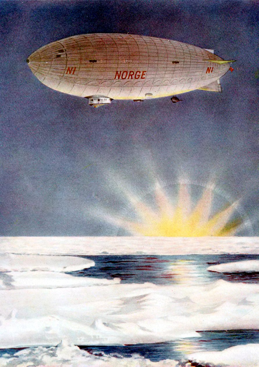 アムンセンの飛行船、ノルウェー、北極上空、1926年。