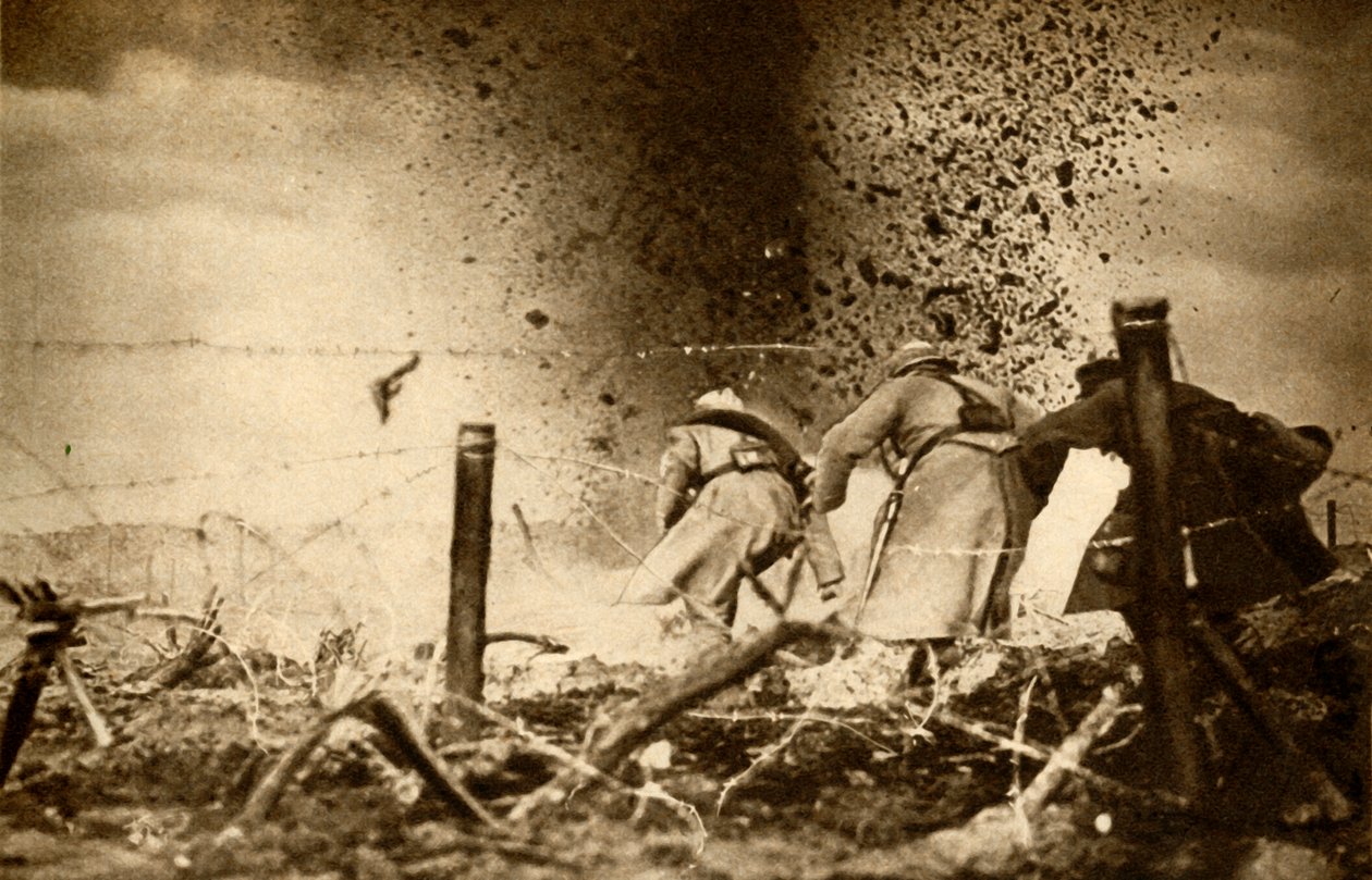 HEシェルの爆発、第一次世界大戦、1914-1918、1933年。 作： 不明