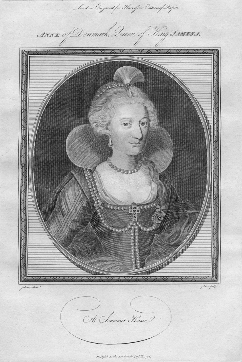 デンマークのアン、ジェームズ1世の女王、1786年。 作： 不明