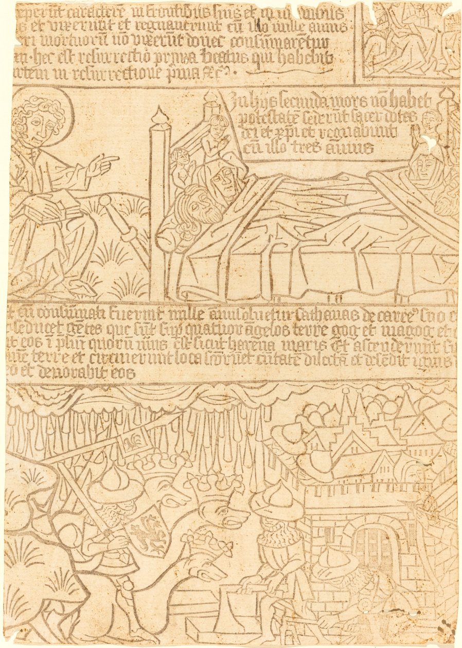 ヨハネの黙示録、リーフ 42、c。 1465年。 作： 不明