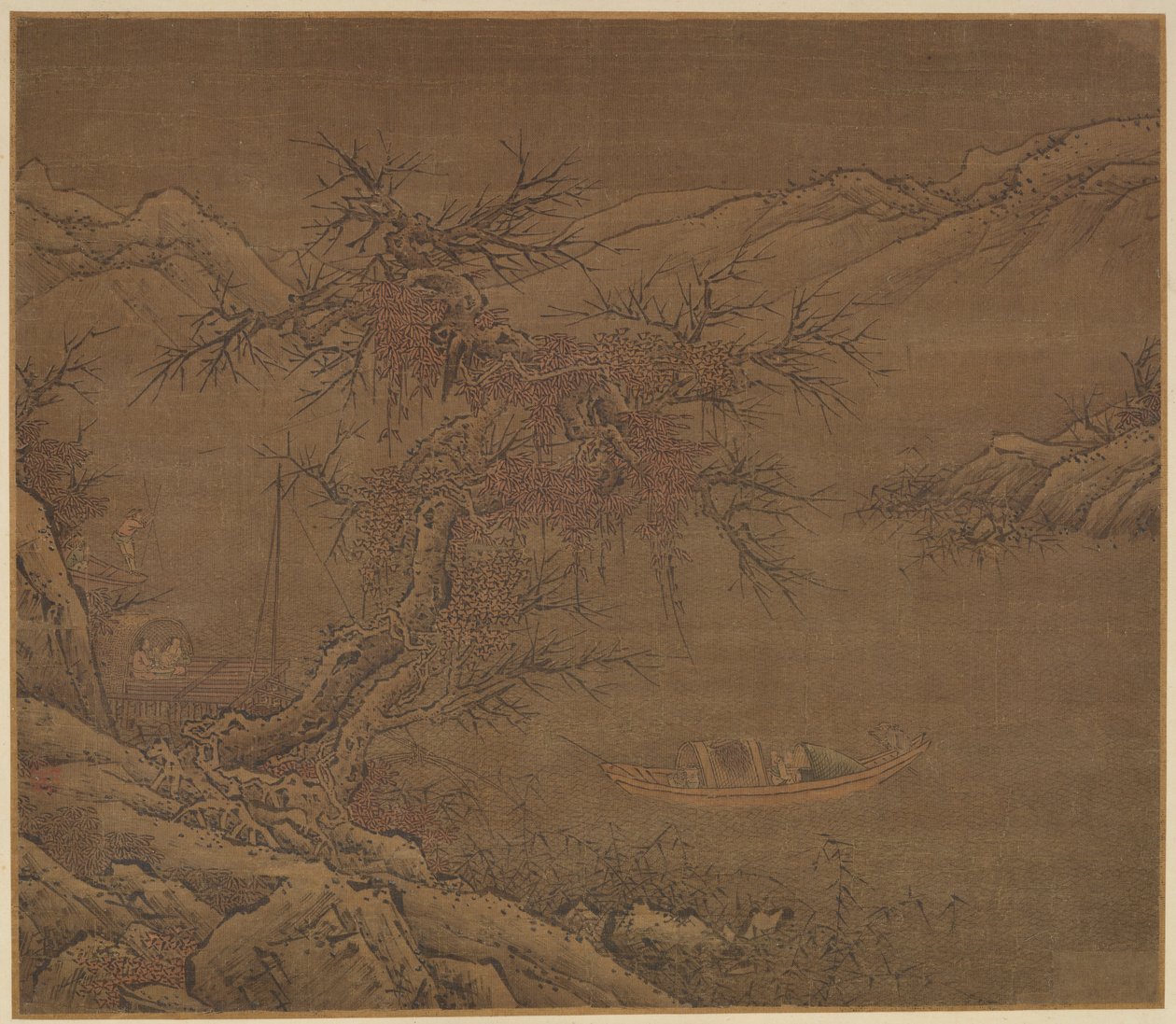 冬の海岸に近づく、明王朝、1368-1644。 作： 不明