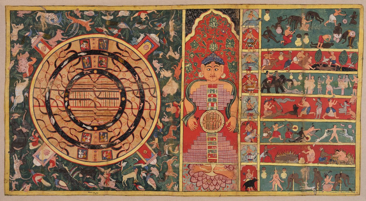Athai-dvipa：2大陸と半分の大陸、人の形をした宇宙...、1613年。 作： 不明