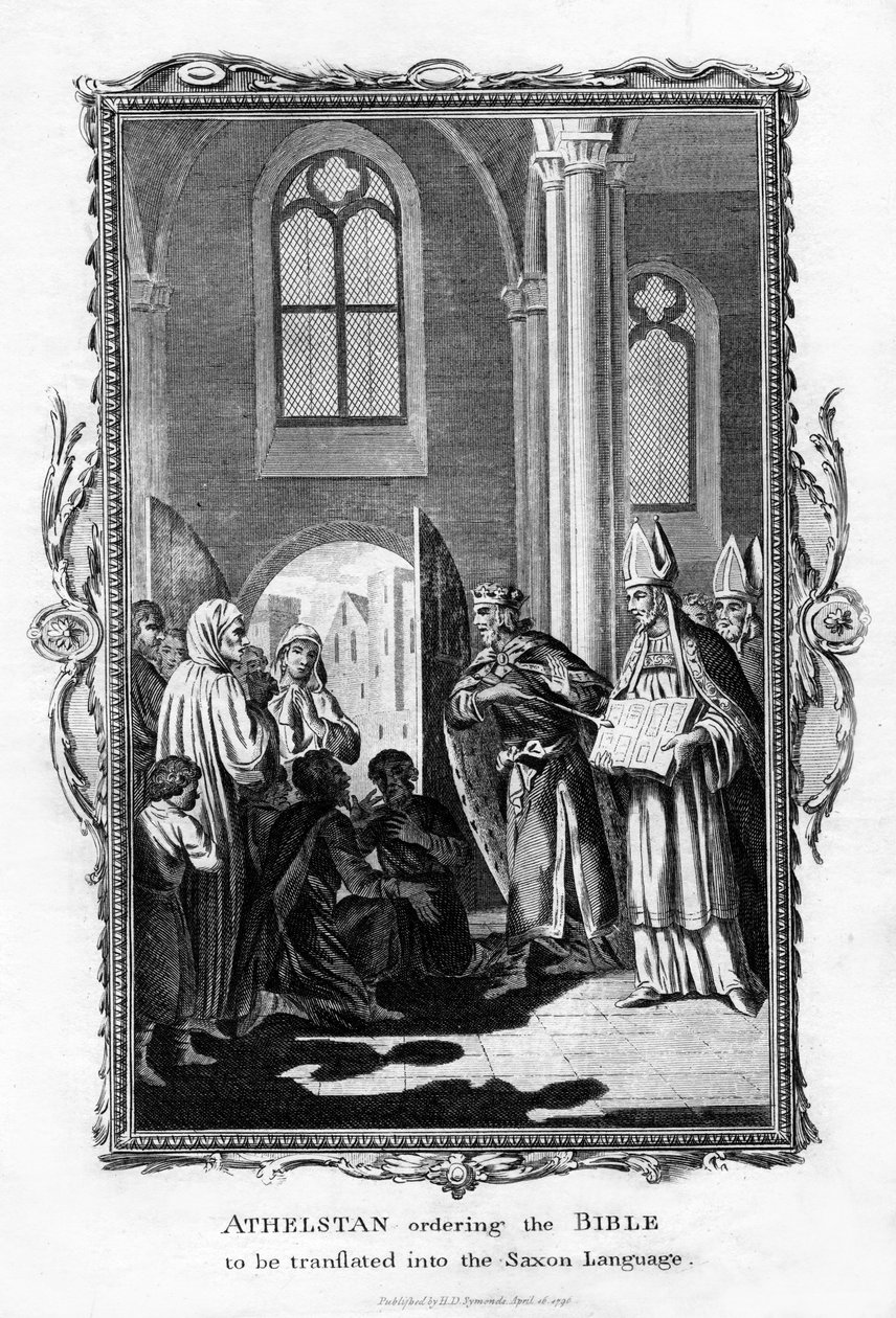 聖書をサクソン語に翻訳するよう命じたアセルスタン、1796 作： 不明