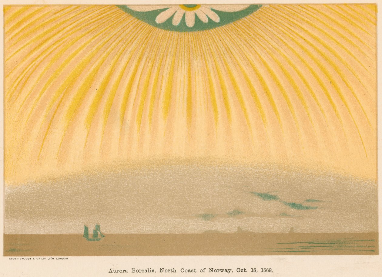 1868年10月10日、1906年、ノルウェー北部から観測されたAurora Borealisまたはオーロラ 作： 不明