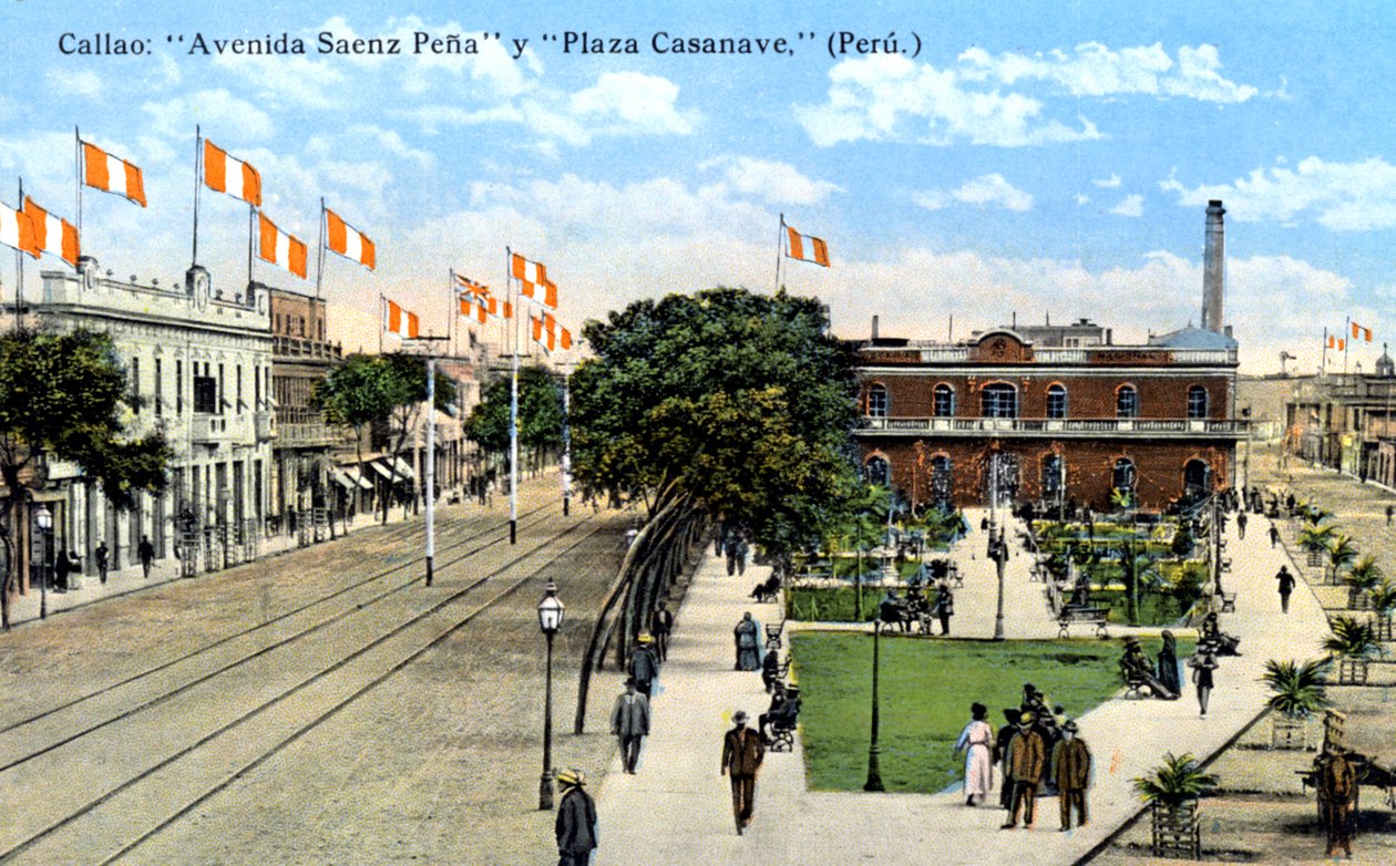 Avenida Saenz Pena and Plaza Casanave、カヤオ、ペルー、c1900s 作： 不明