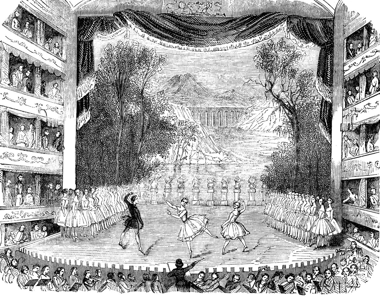 ロンドンの女王陛下劇場でのバレエ公演、1842年 作： 不明