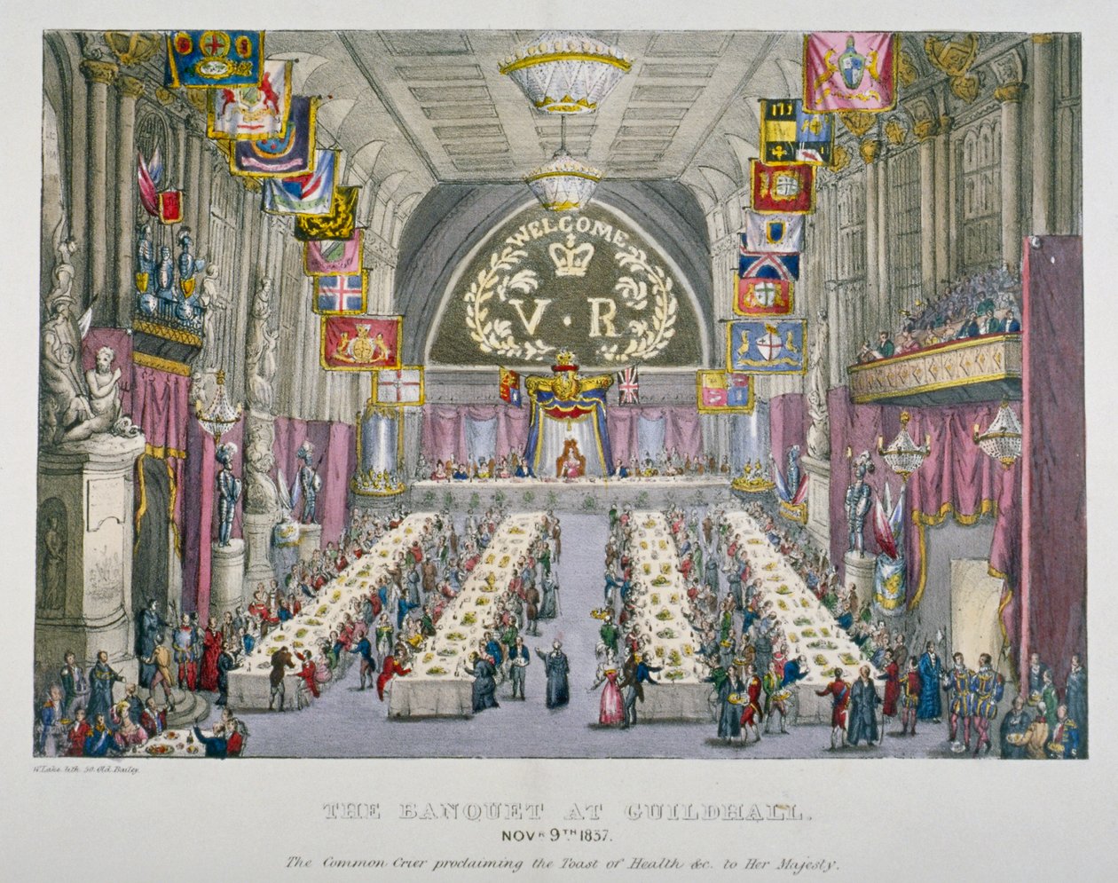 ヴィクトリア女王を讃えるギルドホールでの宴（シティ・オブ・ロンドン、1837年 作： 不明