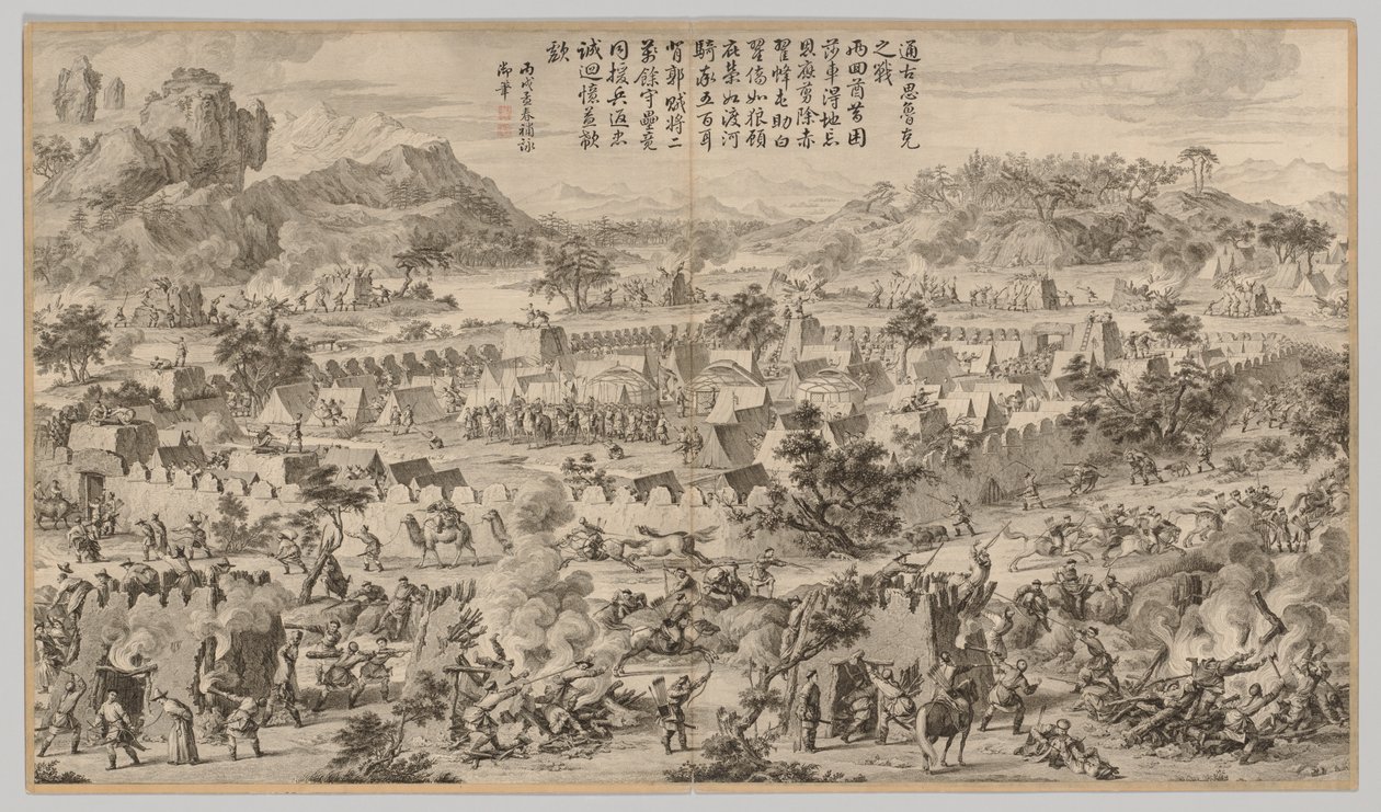 東方ルカでの戦い：反逆の叫びの戦いのシーンから...、c。 1765-1774。 作： 不明